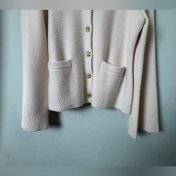 Quince Mongolian Cashmere Structured Cardigan Ivory Size Large - Picture 6 of 12